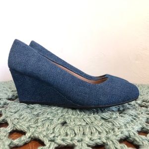 Denim wedge heels